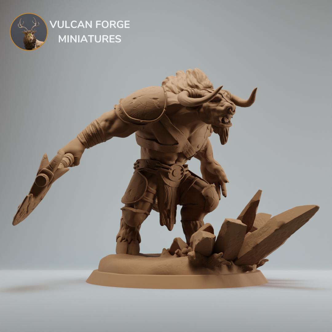 Minotaur elemental warrior, minotaur with axe - two base variations - Pre supported
